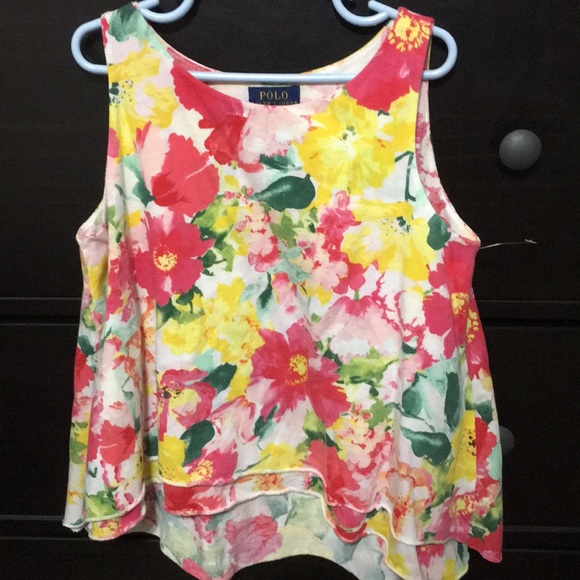 POLO Ralph Lauren Floral Hi-Lo Top - Picture 1 of 5